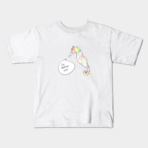 Funny Rainbow Seahorse Kids T-Shirt by nagisasmixtape